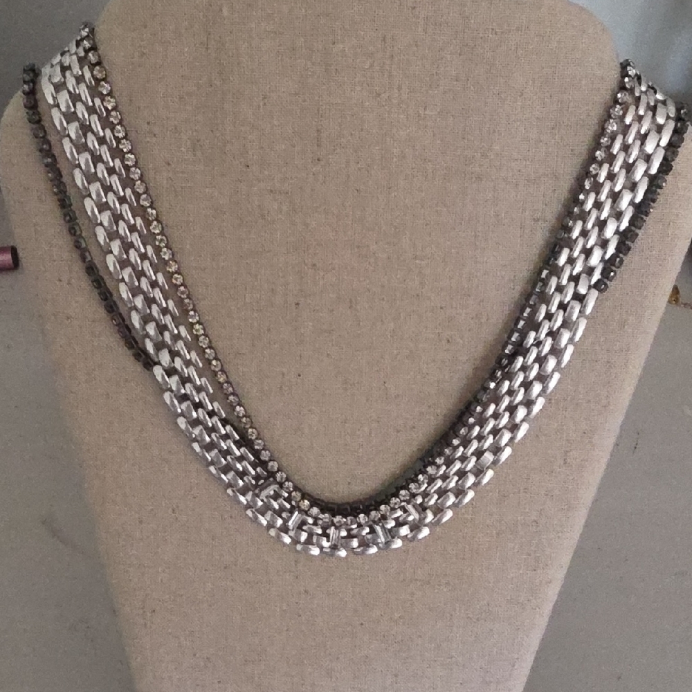 Stella & Dot Silver and Black Layered Necklace